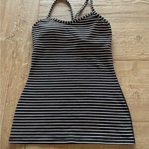 Lululemon Athletica Black and White Striped Power Y Tank Size 4